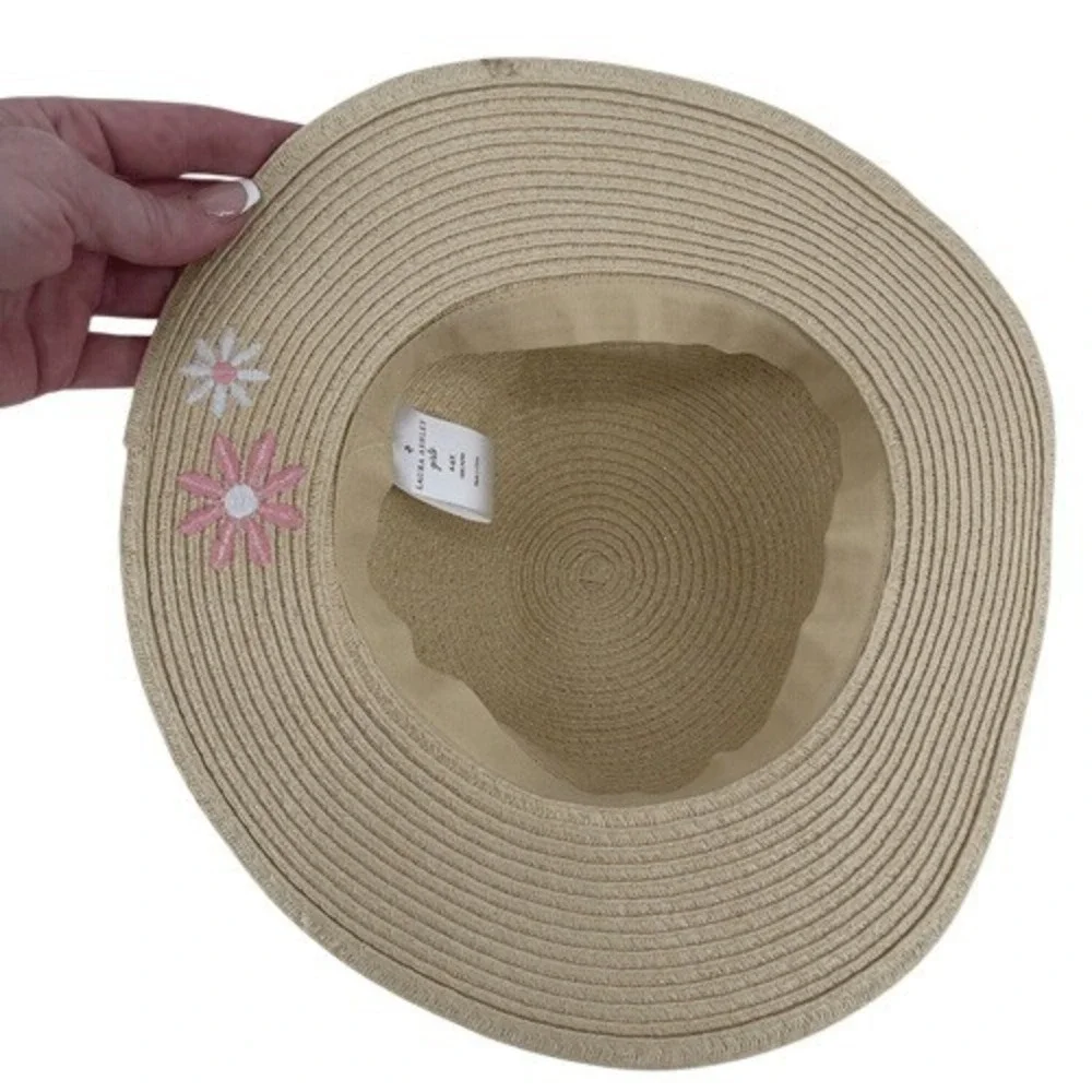 Laura Ashley‎ Girls Floral Embroidered Straw Sun Hat 4–6X